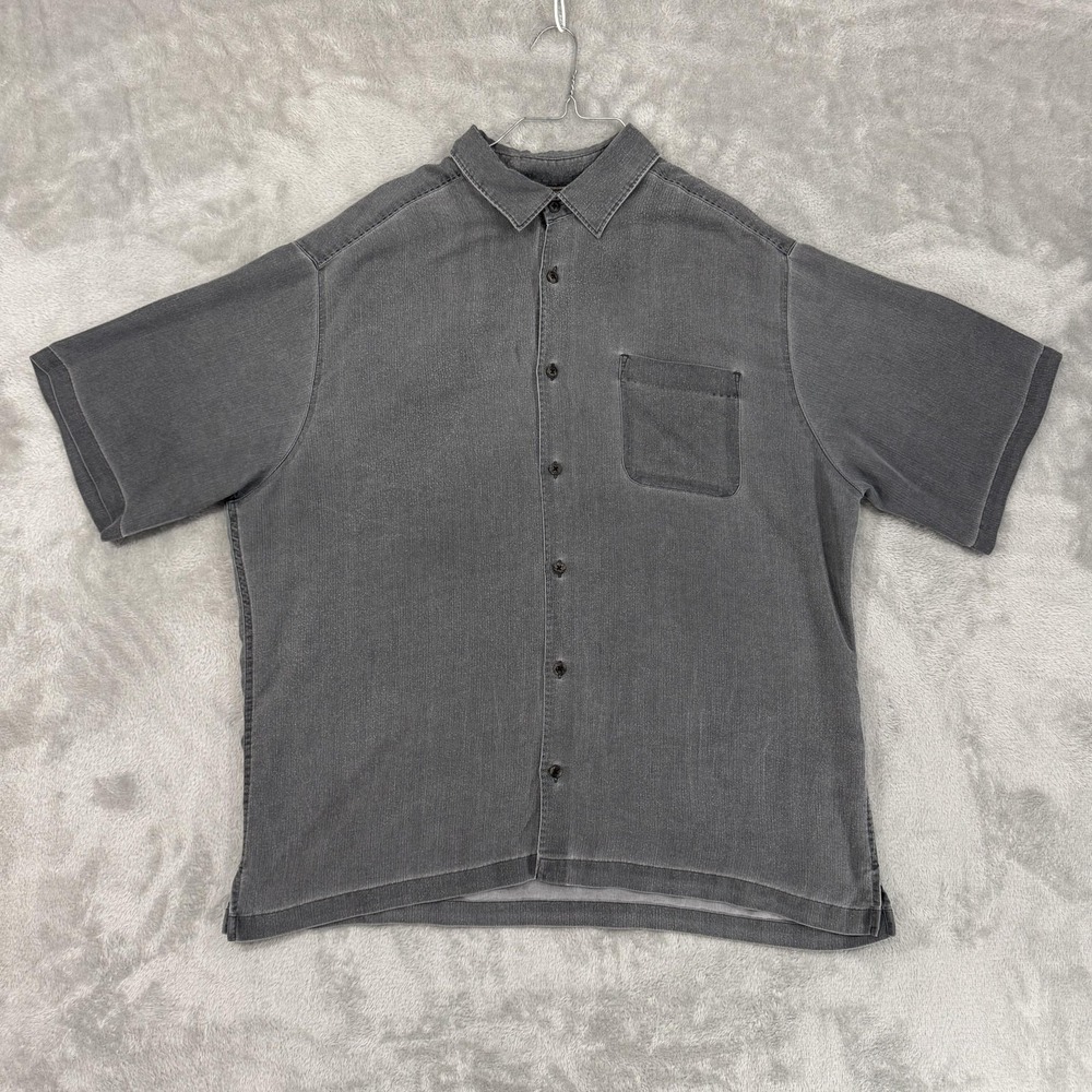 Cabelas Shirt Mens XL Gray Soft Modal Polyester Short‎ Sleeve Button Up Outdoor
